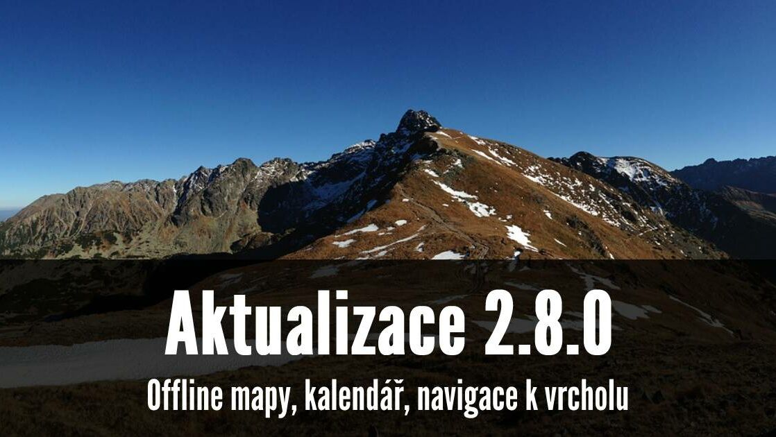 Aktualizace v2.8.0 - Offline mapy, kalendář, navigace k vrcholu